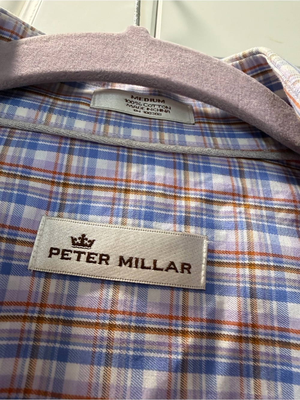 Peter Millar Men's Plaid Button-Down Shirt - Blue and Purple - Picture 6 of 8